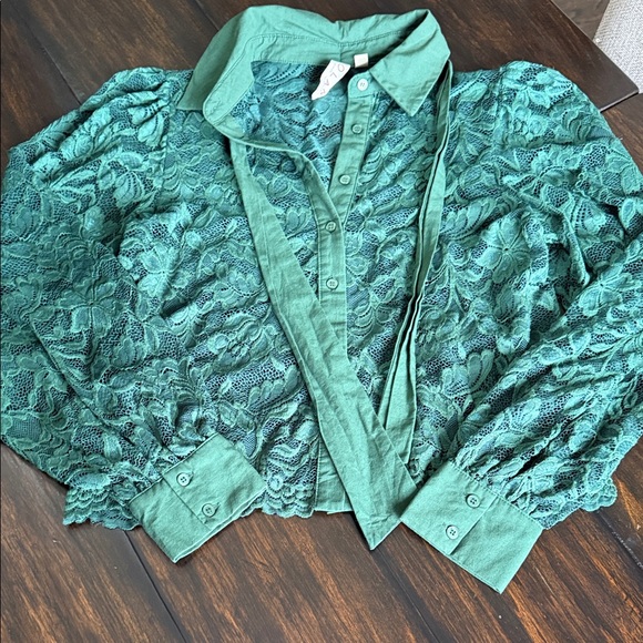 Dolan Emerald Green Lace Blouse - Picture 3 of 9